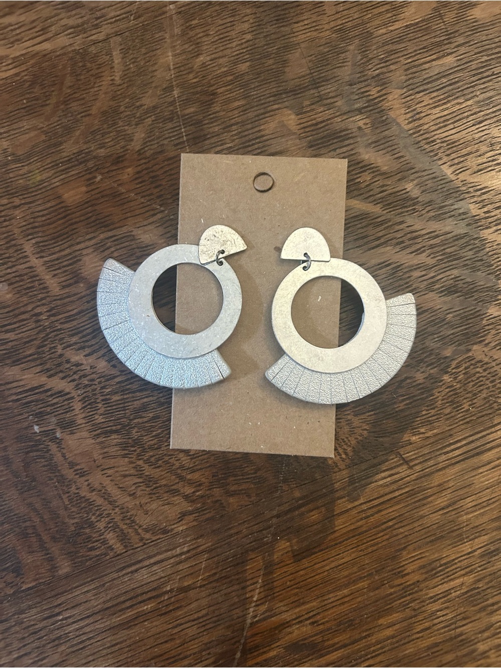 Silver Textured Fan Hoop Earrings - Women Accessories